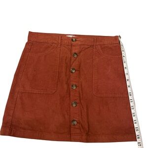 Kensie Rust Corduroy Mini Skirt
